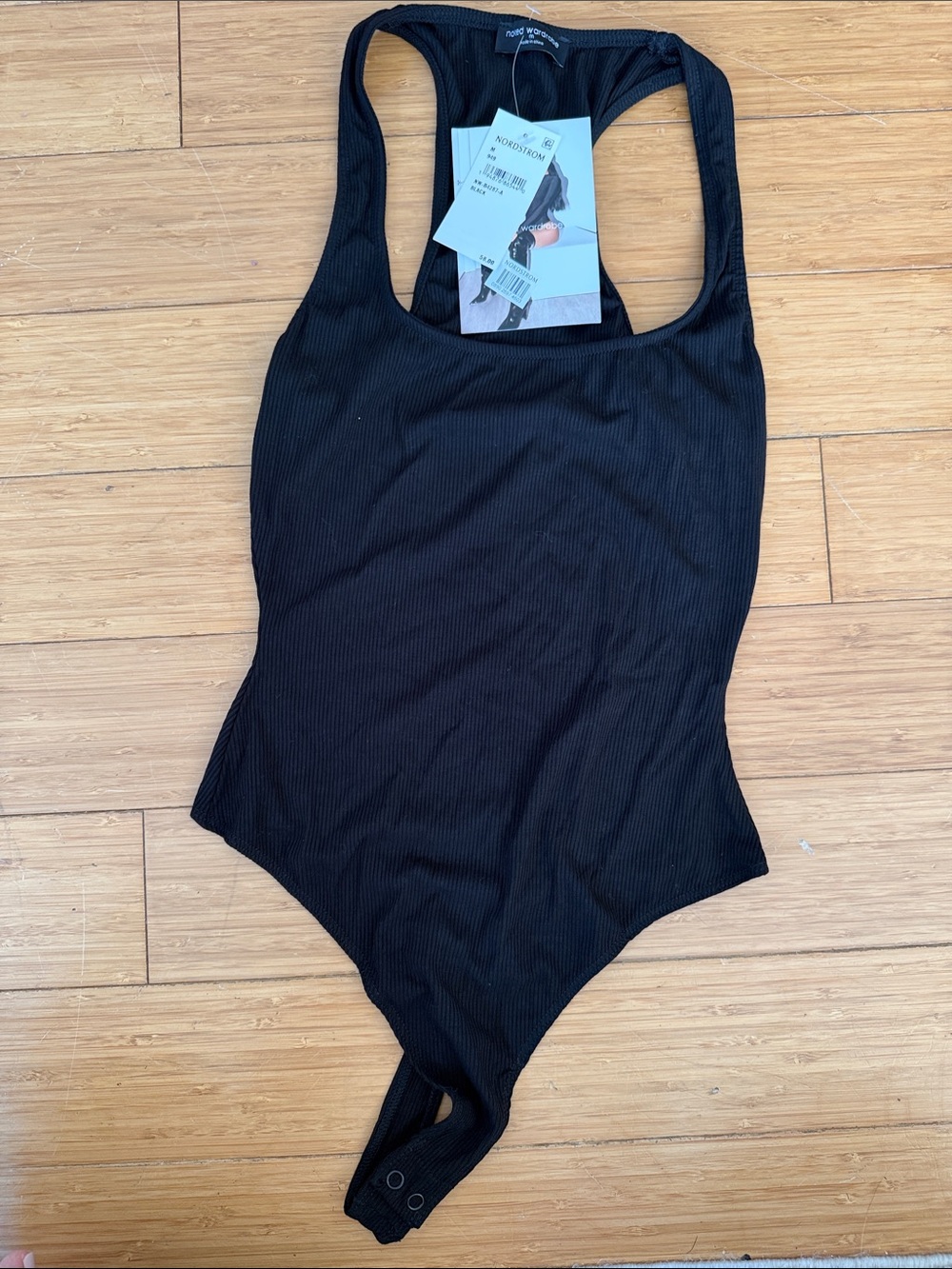 naked wardrobe Black Ribbed Racerback Bodysuit